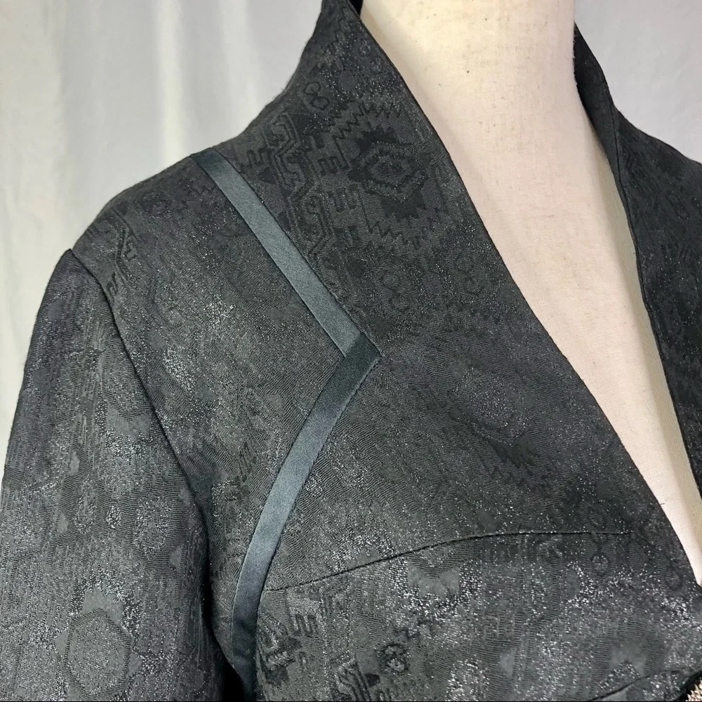 Nicole Miller Collection vintage jacket black metallic brocade bell sleeves S - Picture 3 of 11